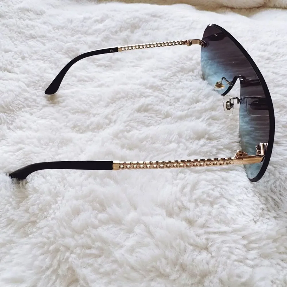Jasmine Clear Blue Sleek Single-Lens Sunglasses